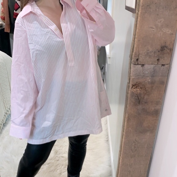 Talbots non iron pink striped button down shirt size 20W - Picture 2 of 11